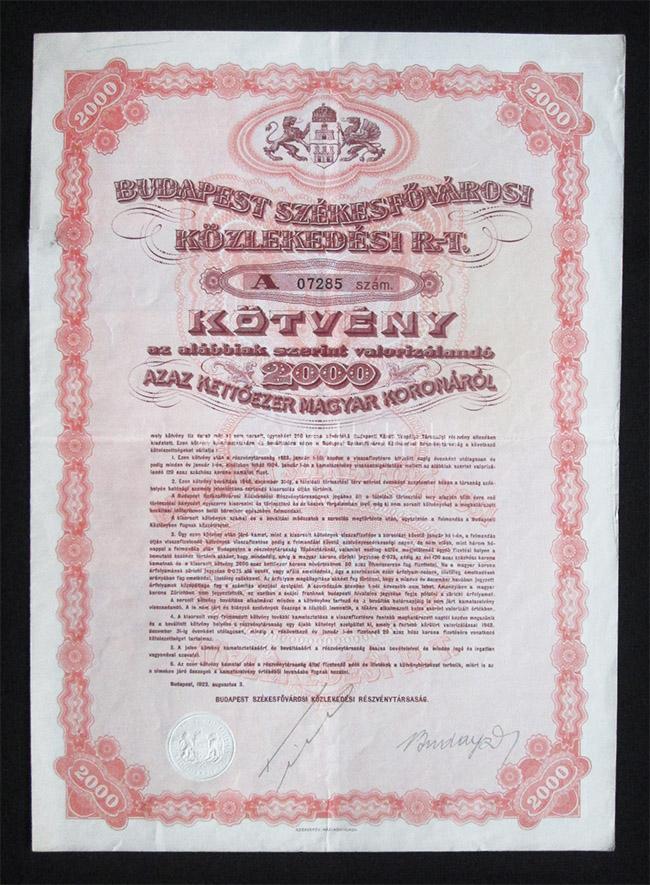 Budapest Szkesfvrosi Kzlekedsi Rt. (BSZKRT-BKV) 2000 korona